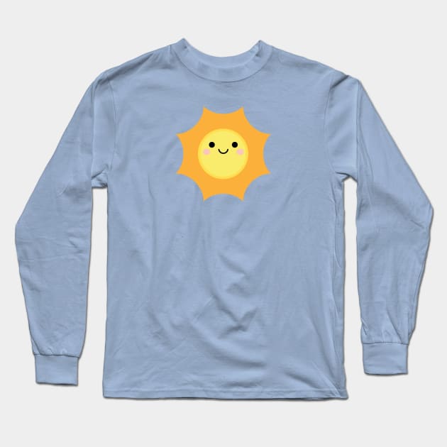 Cute Happy Kawaii Sunshine Smiling Face Long Sleeve T-Shirt by LittleBunnySunshine